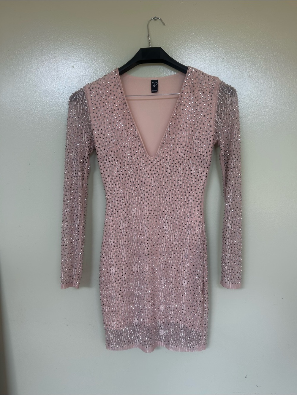Windsor Nude Long-Sleeve Sequin Bodycon Dress